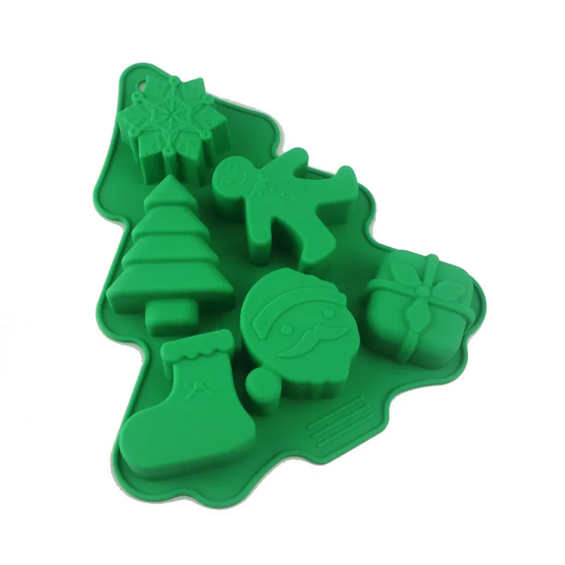 10pcs Silicone Cake Mold Christmas Tree 6 Hole Mold DIY Baking Handmade Soap