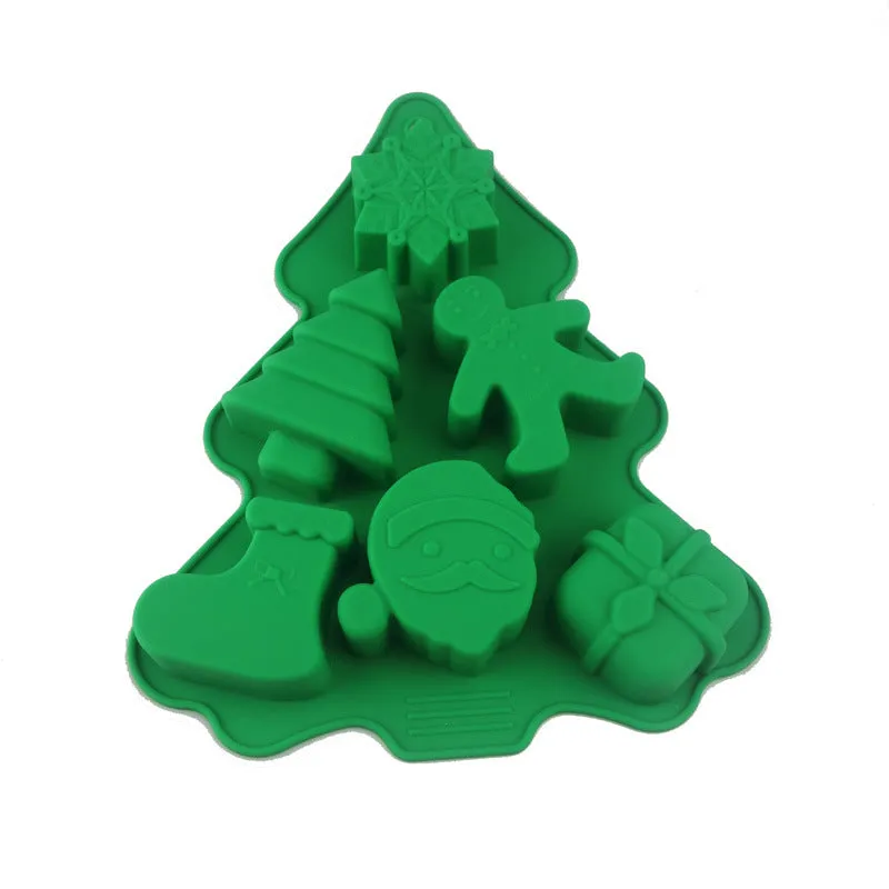 10pcs Silicone Cake Mold Christmas Tree 6 Hole Mold DIY Baking Handmade Soap