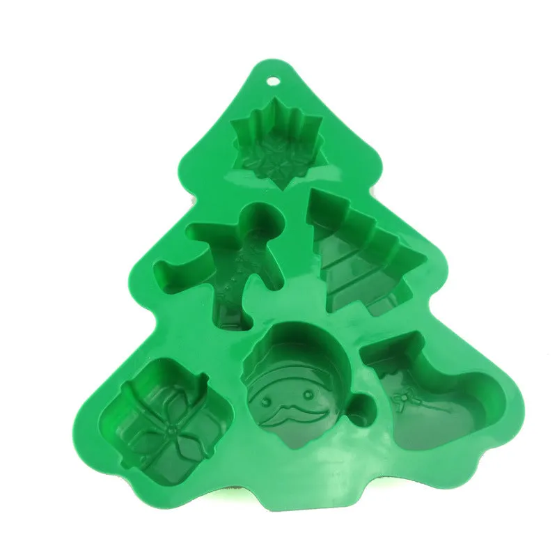 10pcs Silicone Cake Mold Christmas Tree 6 Hole Mold DIY Baking Handmade Soap