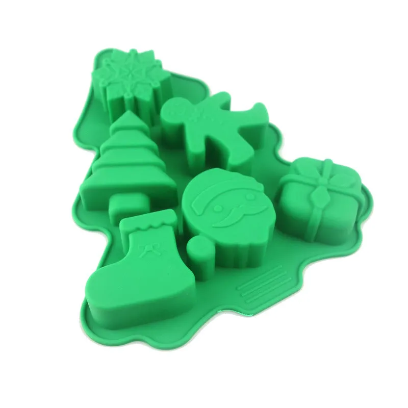 10pcs Silicone Cake Mold Christmas Tree 6 Hole Mold DIY Baking Handmade Soap