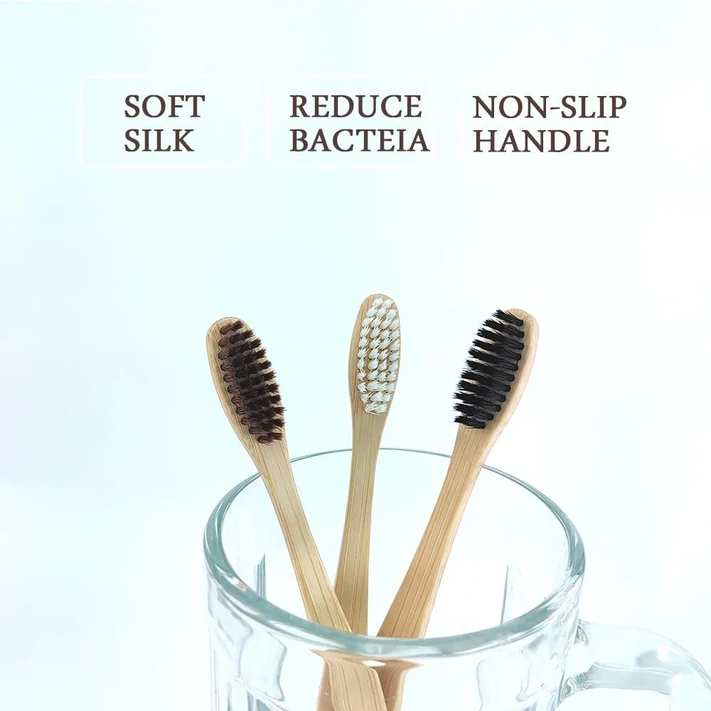 12Pcs/Pack Eco Friendly Natural Bamboo Charcoal Soft Hair Tooth  Brushes