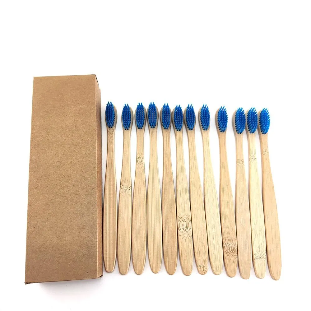 12Pcs/Pack Eco Friendly Natural Bamboo Charcoal Soft Hair Tooth  Brushes