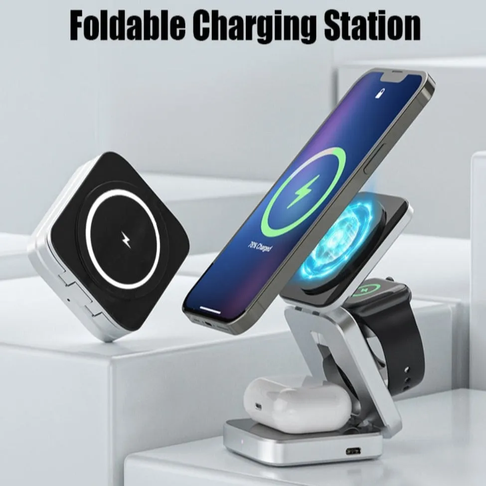 3 in 1 Foldable Stainless Steel Charging Dock 30W