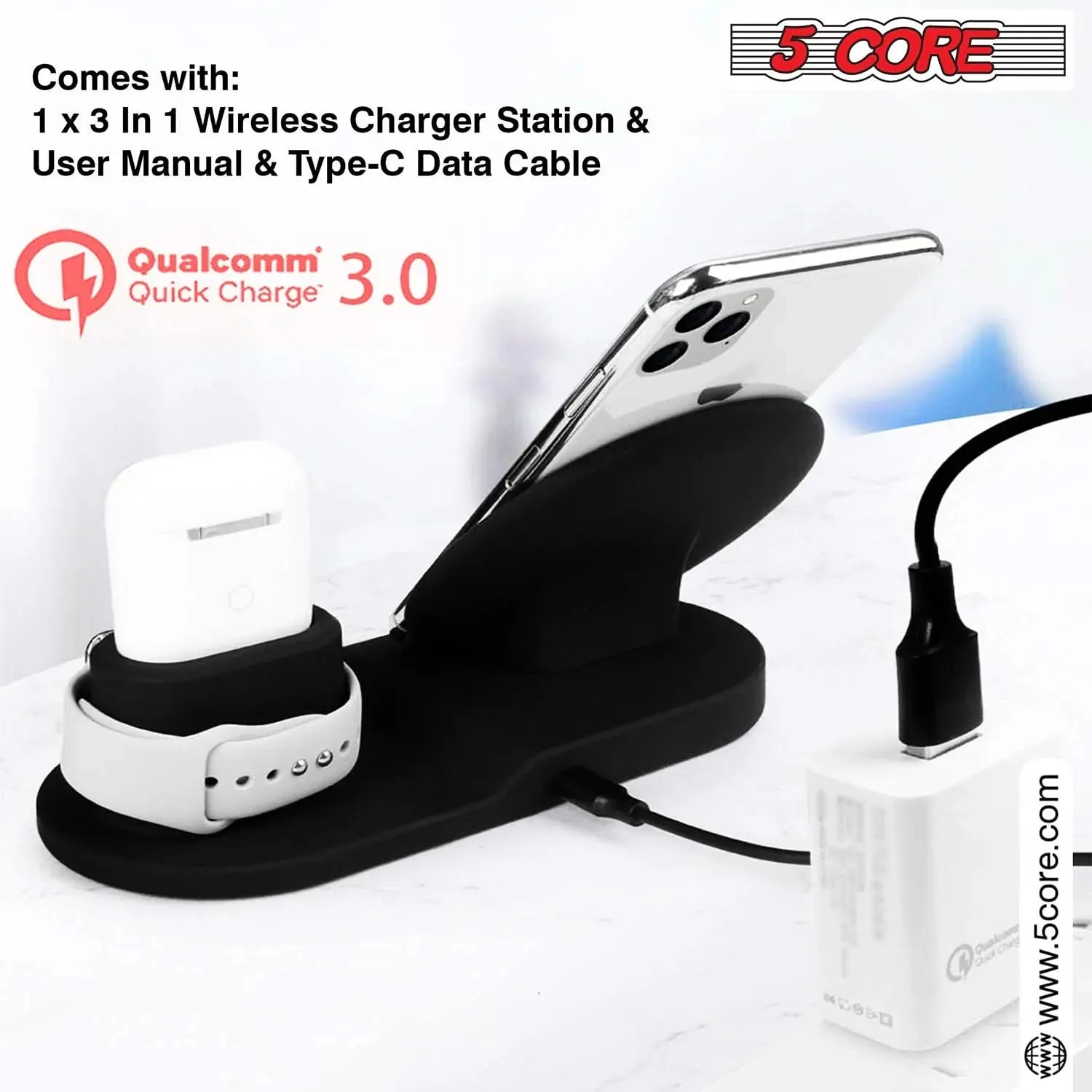 5Core Fast 3 in 1 Wireless Charging Station