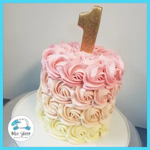 5" Pink and Gold Rosette Cake