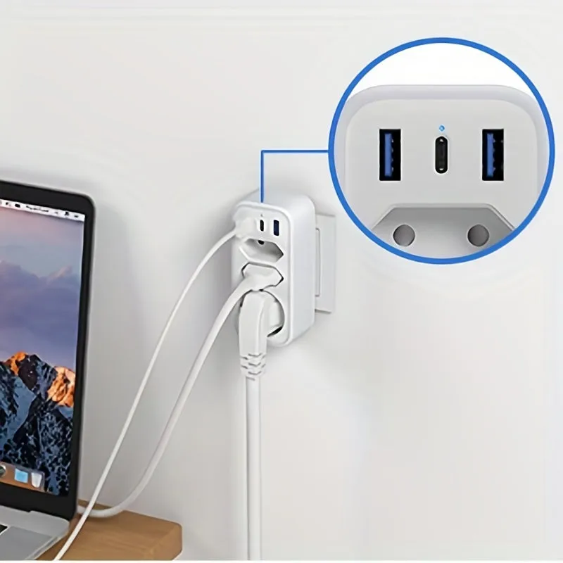 6in1 USB Socket Adapter for Phone Laptop Household Devices