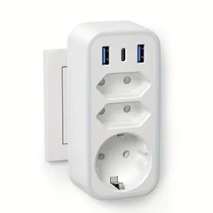 6in1 USB Socket Adapter for Phone Laptop Household Devices