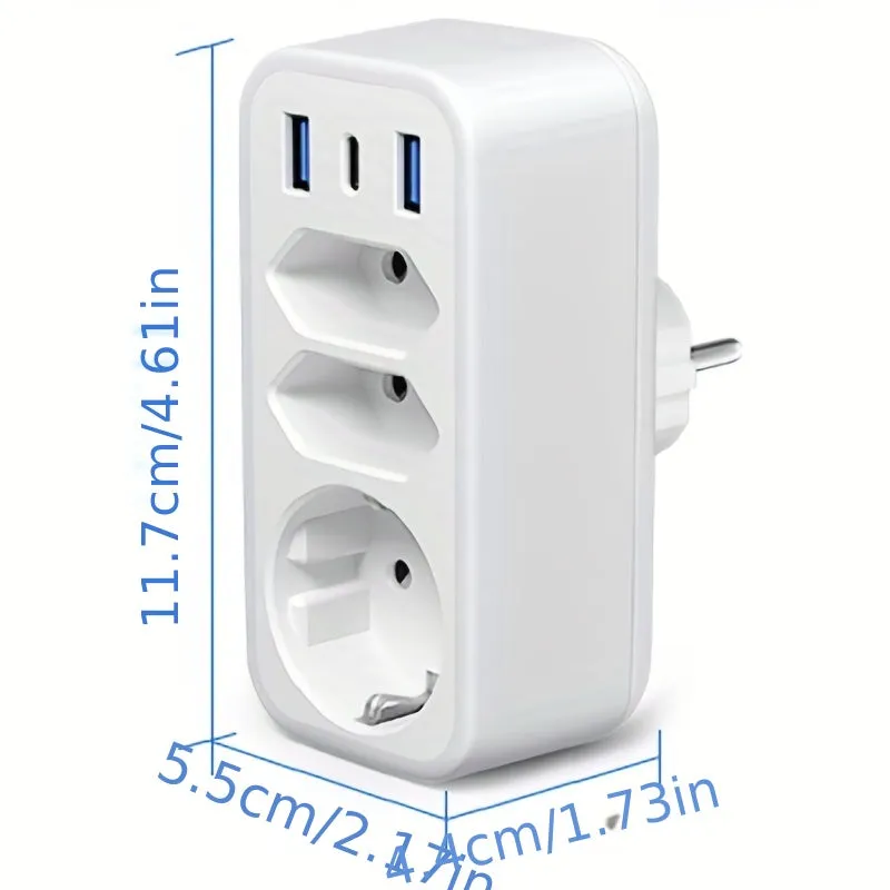 6in1 USB Socket Adapter for Phone Laptop Household Devices