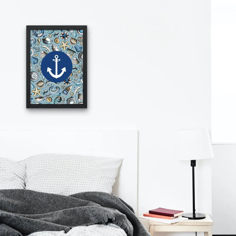 Anchor Wall Décor PRINTABLE WALL ART, Coastal Poster Print, Nautical Wall Art, Beach House Décor, Boho Coastal Decor, Seaside Print, Navy Blue