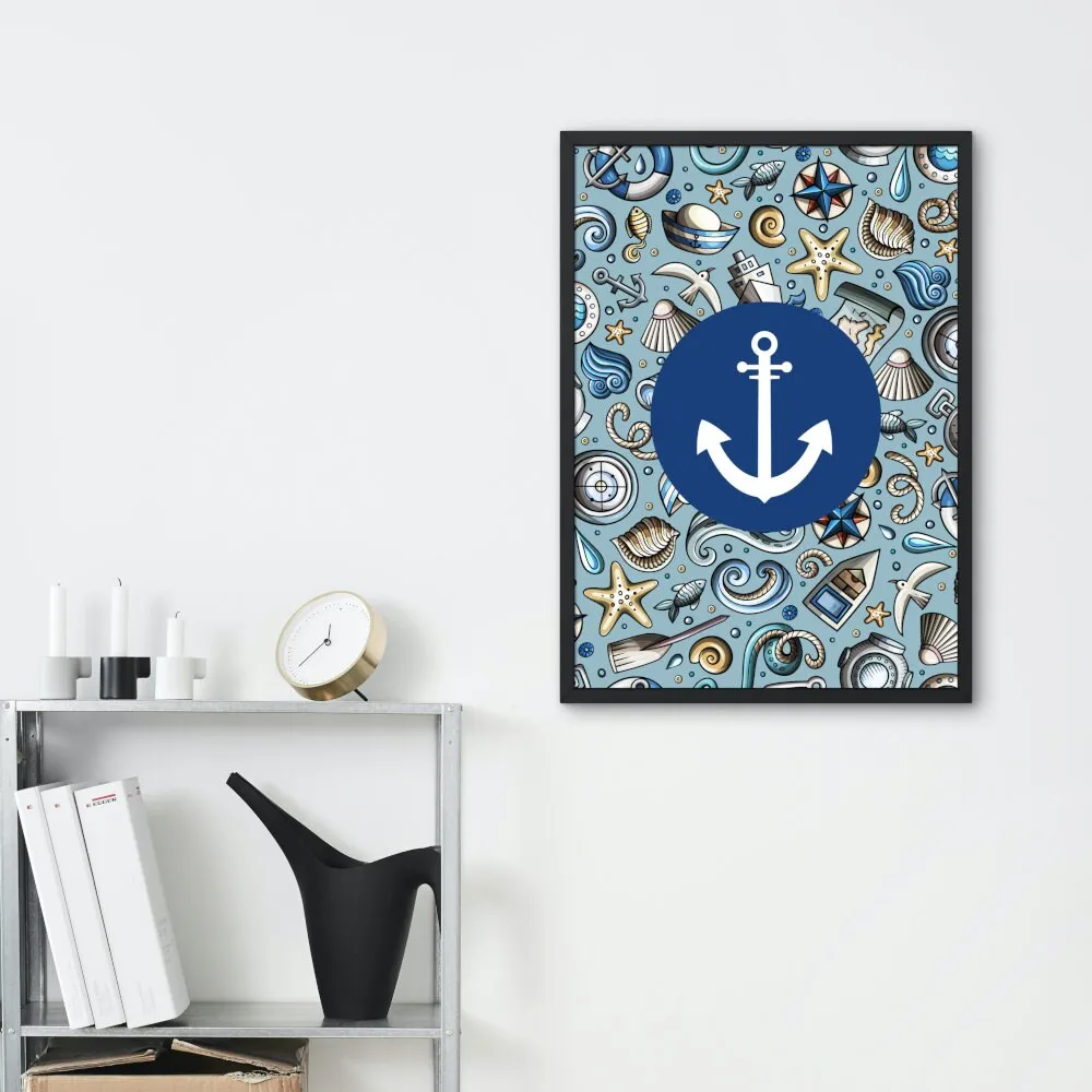 Anchor Wall Décor PRINTABLE WALL ART, Coastal Poster Print, Nautical Wall Art, Beach House Décor, Boho Coastal Decor, Seaside Print, Navy Blue