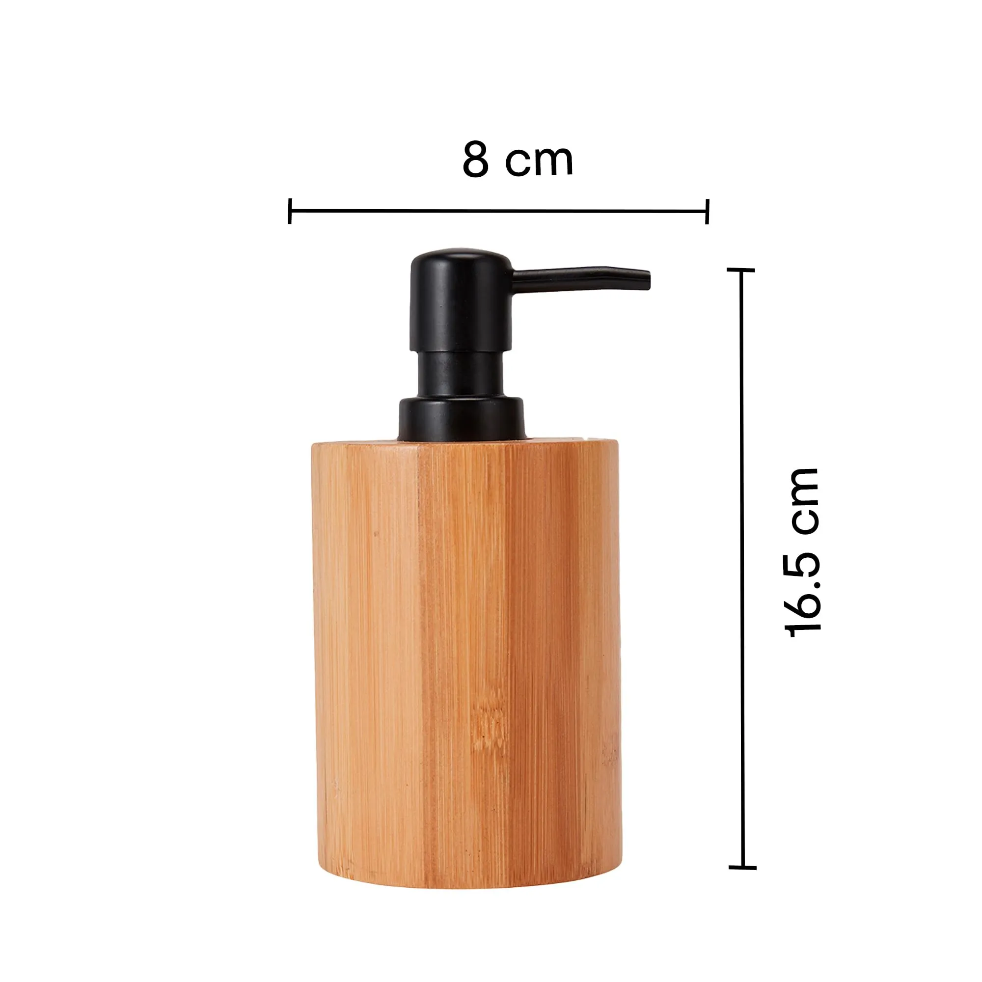 Anko Round Bamboo Soap Dispenser & Tumbler Set- 1 Pc Each | Elegant and Functional Bathroom Accessory | Natural Look| Easy to Clean| Aesthetic Bayhroom Decor 250ml Capacity