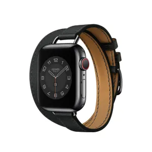 Apple Watch Hermès 40mm Noir Swift Leather Attelage Double Tour