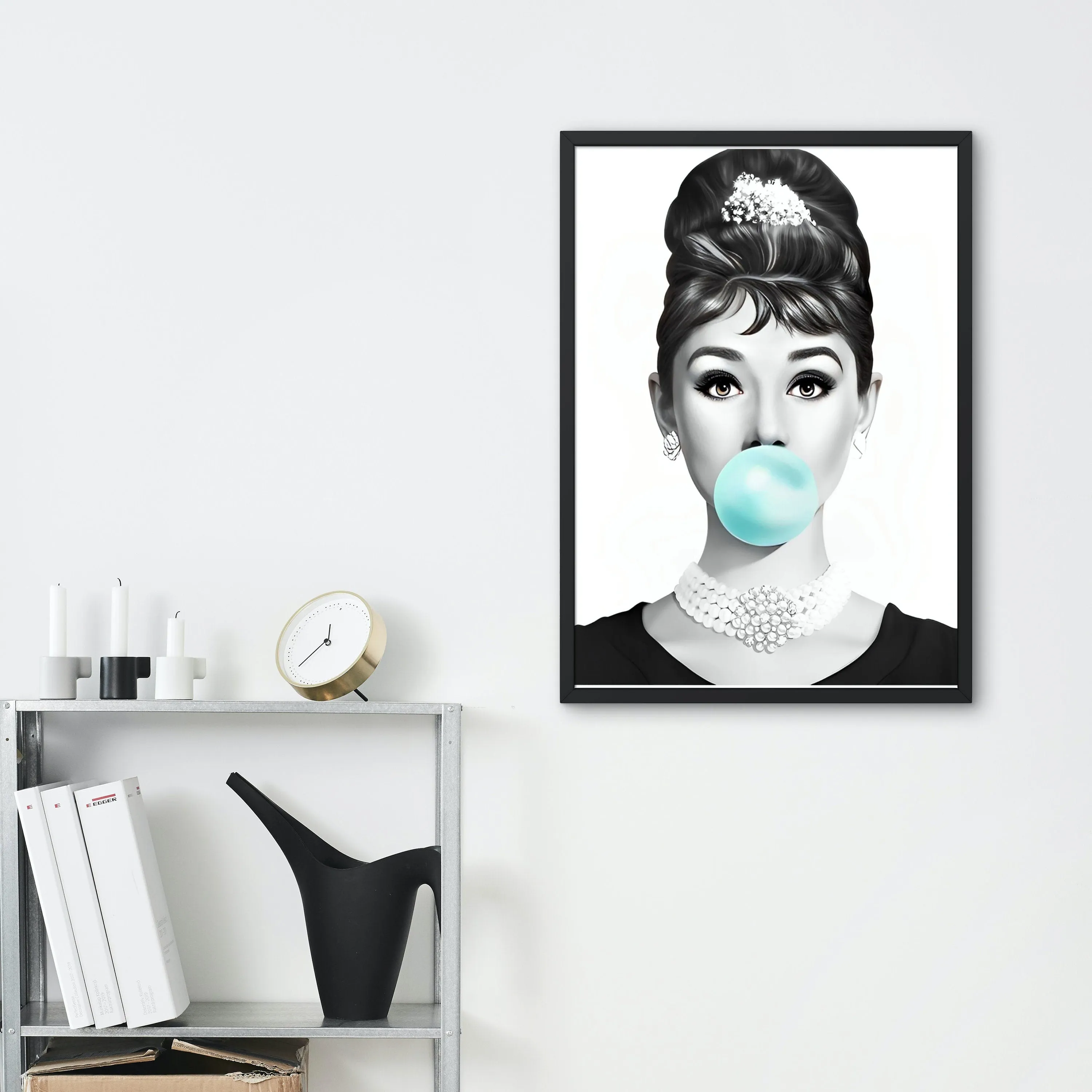 Audrey Hepburn Bubble Gum Print INSTANT DOWNLOAD Art Print, Fashion Posters, Black And White Prints, Famous Woman Canvas Print, Pop Art, Glam Decor