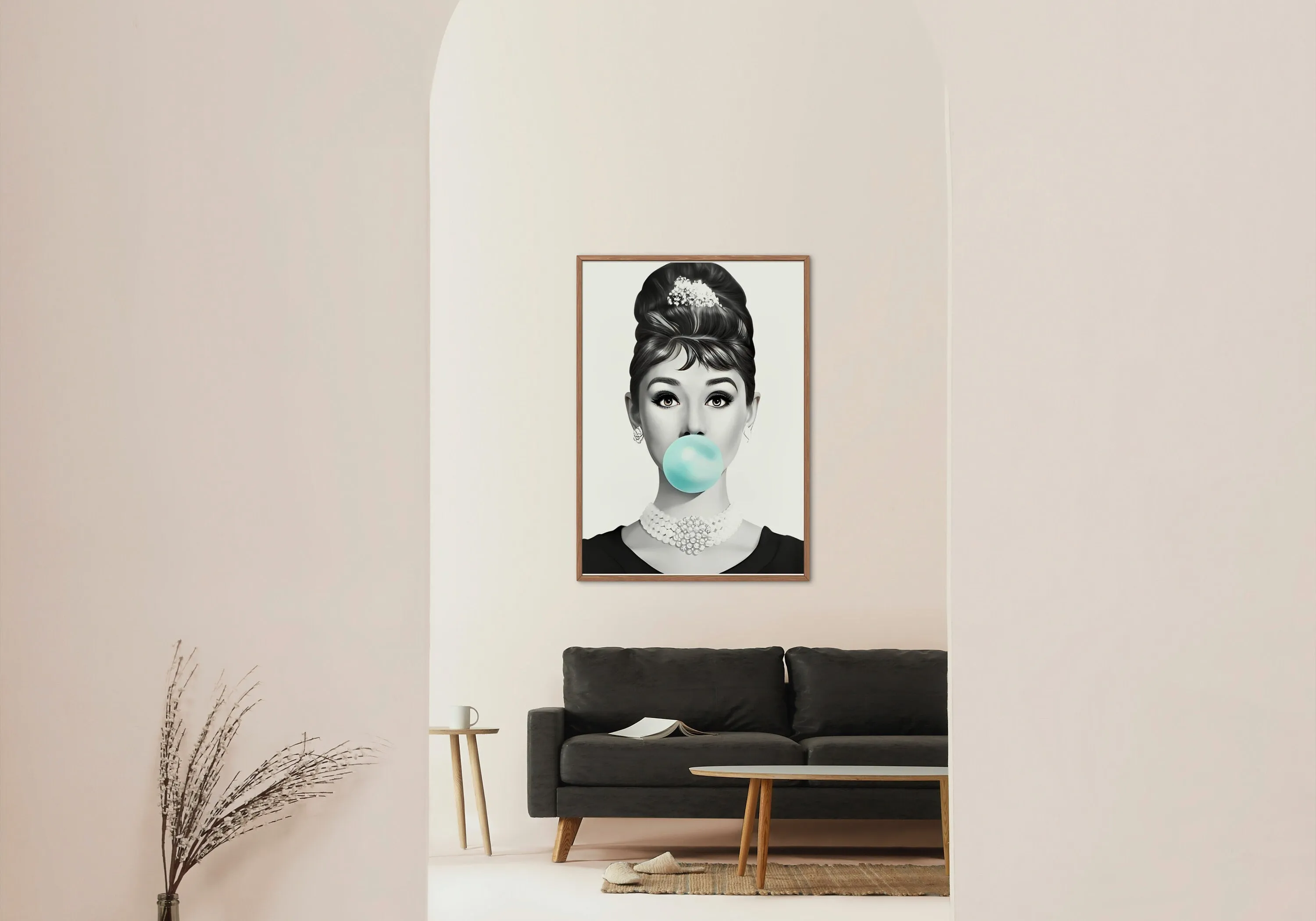 Audrey Hepburn Bubble Gum Print INSTANT DOWNLOAD Art Print, Fashion Posters, Black And White Prints, Famous Woman Canvas Print, Pop Art, Glam Decor