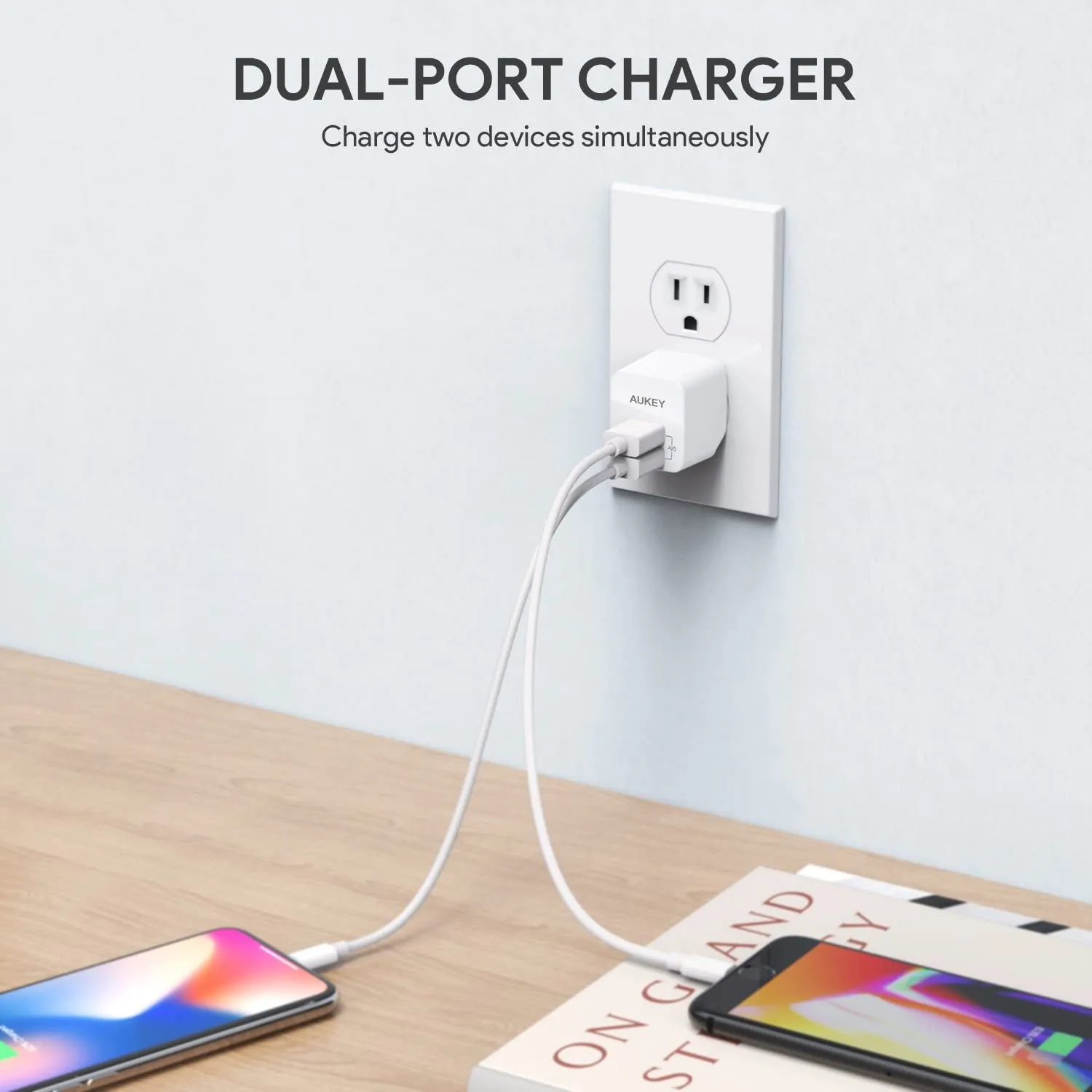 AUKEY Accel Ultra Compact USB Charger Dual USB Port (2-Pack)