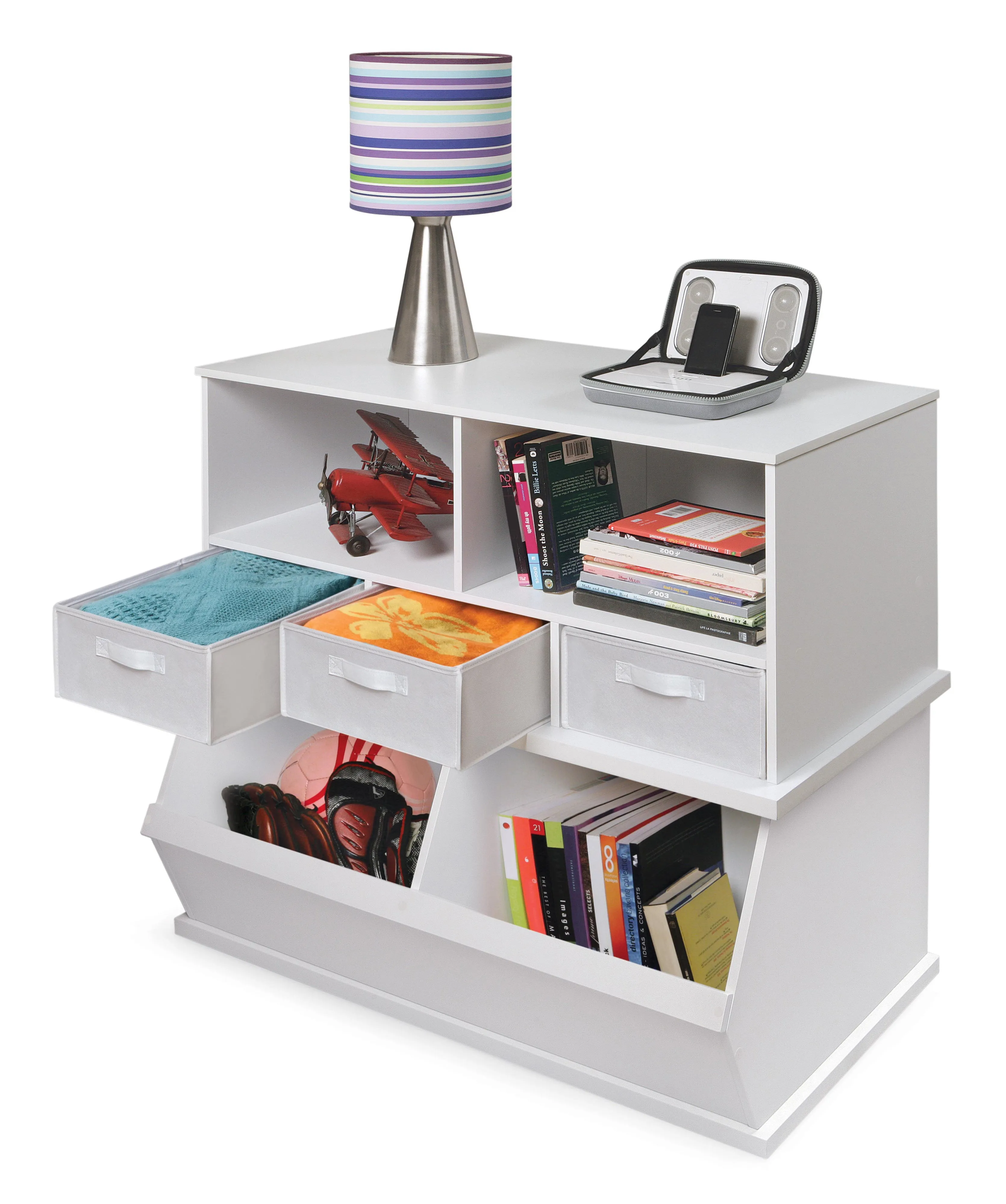 Badger Basket Stackable Shelf Storage Cubby with Three Baskets