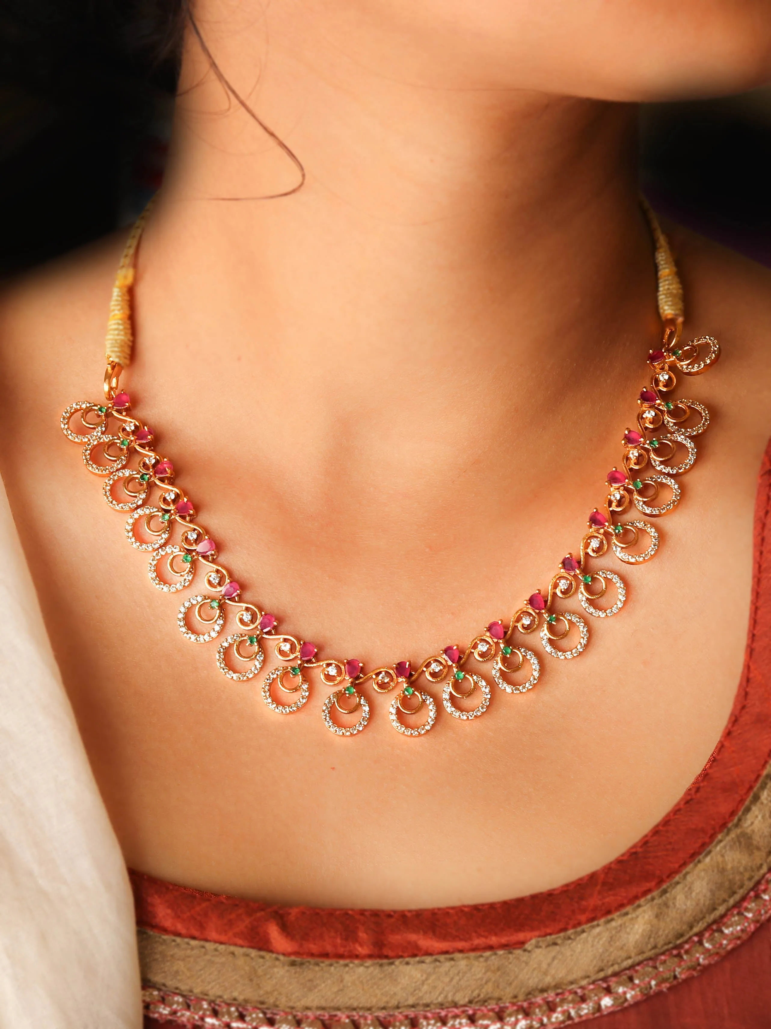 Beautiful Necklace Set With Pink Color Stones Handcrafted For Womens