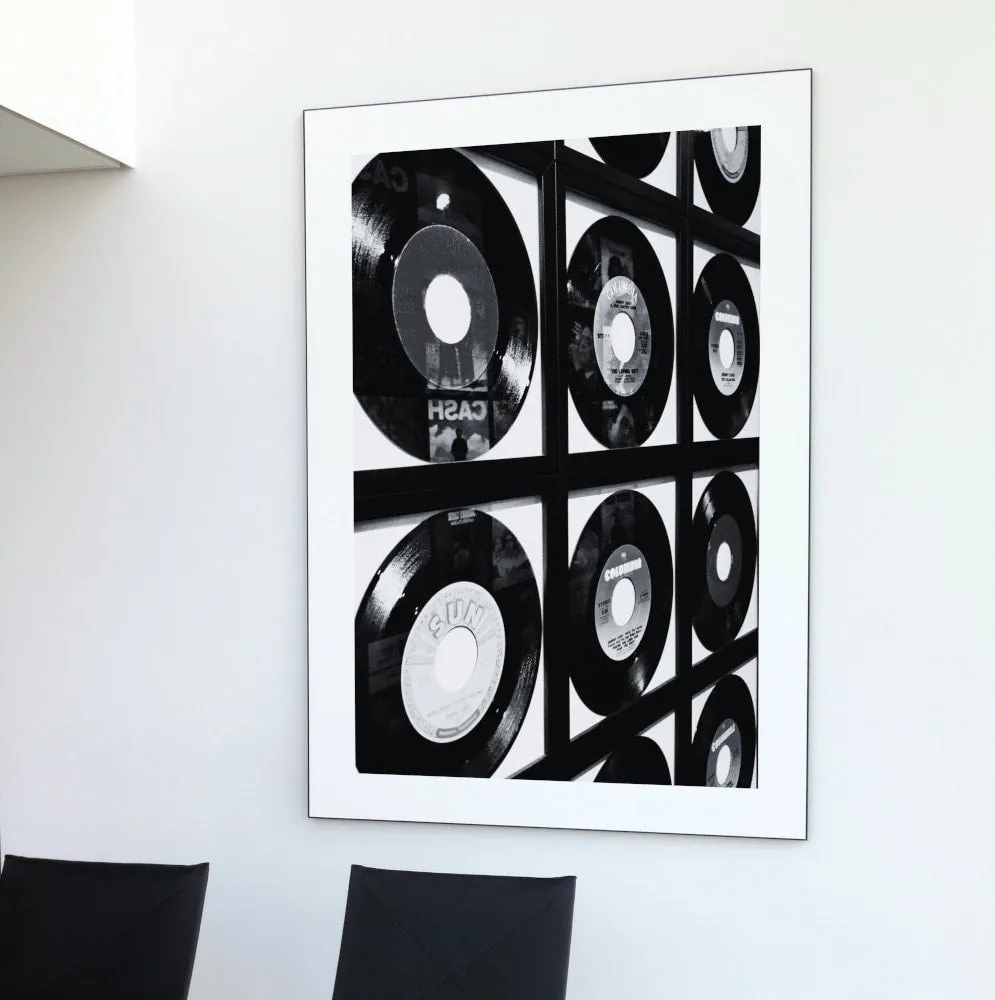 Black & White Vinyl Records Wall Art INSTANT DOWNLOAD Art Print, Rock Music Wall Art, Record Player Art, Musician Gift, Music Poster, Wall Of Fame