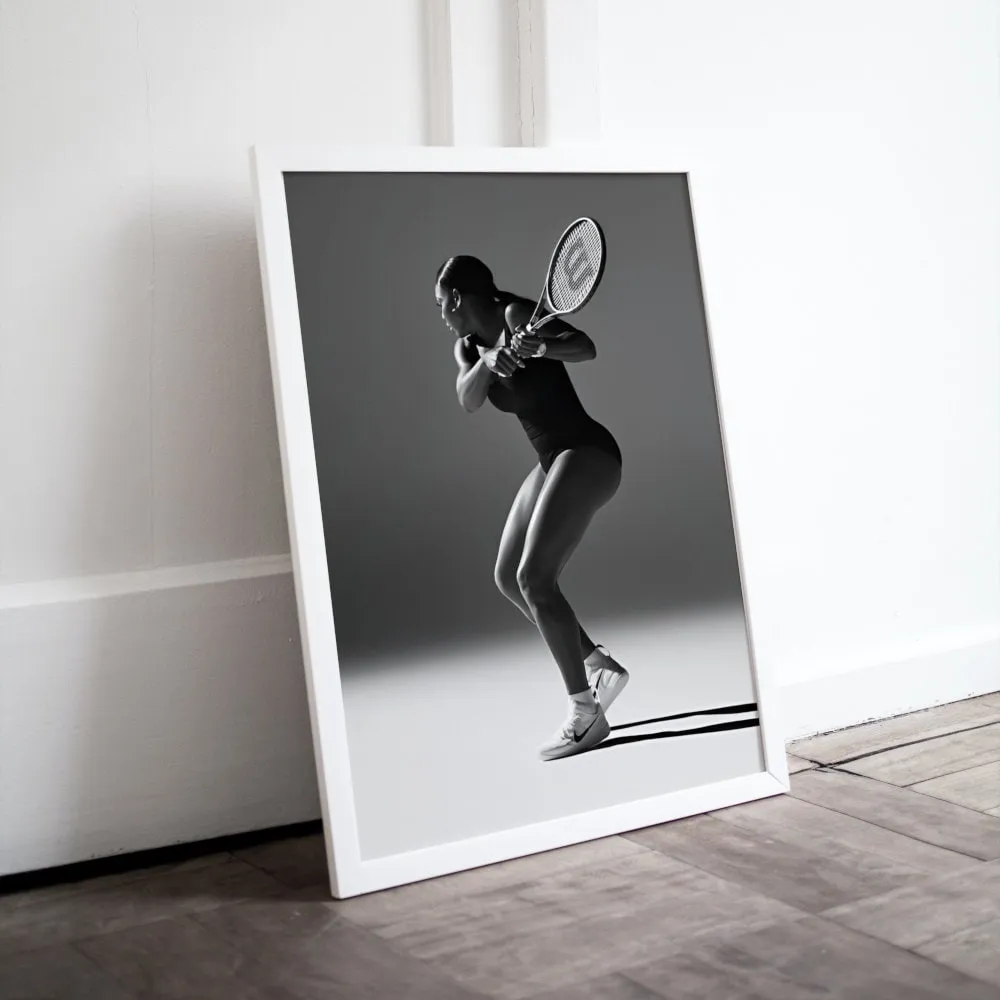 Black And White Serena Williams Poster INSTANT DOWNLOAD Art Print, Sports Prints, Hypebeast, Athlete Poster, Gym Poster, Black & White Tennis Poster