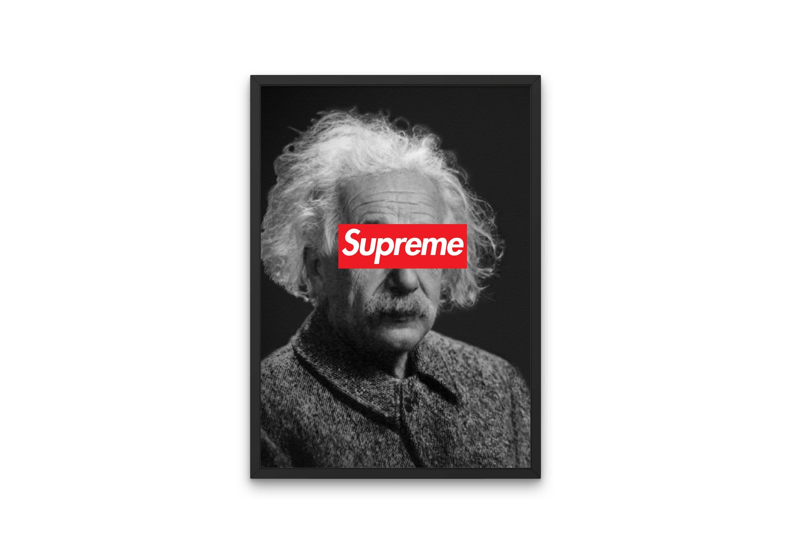 Black And White Supreme X Einstein Altered Art Poster PRINTABLE ART Hypebeast Decor, Streetwear Art, Modern Wall Art, Pop Culture Wall Art