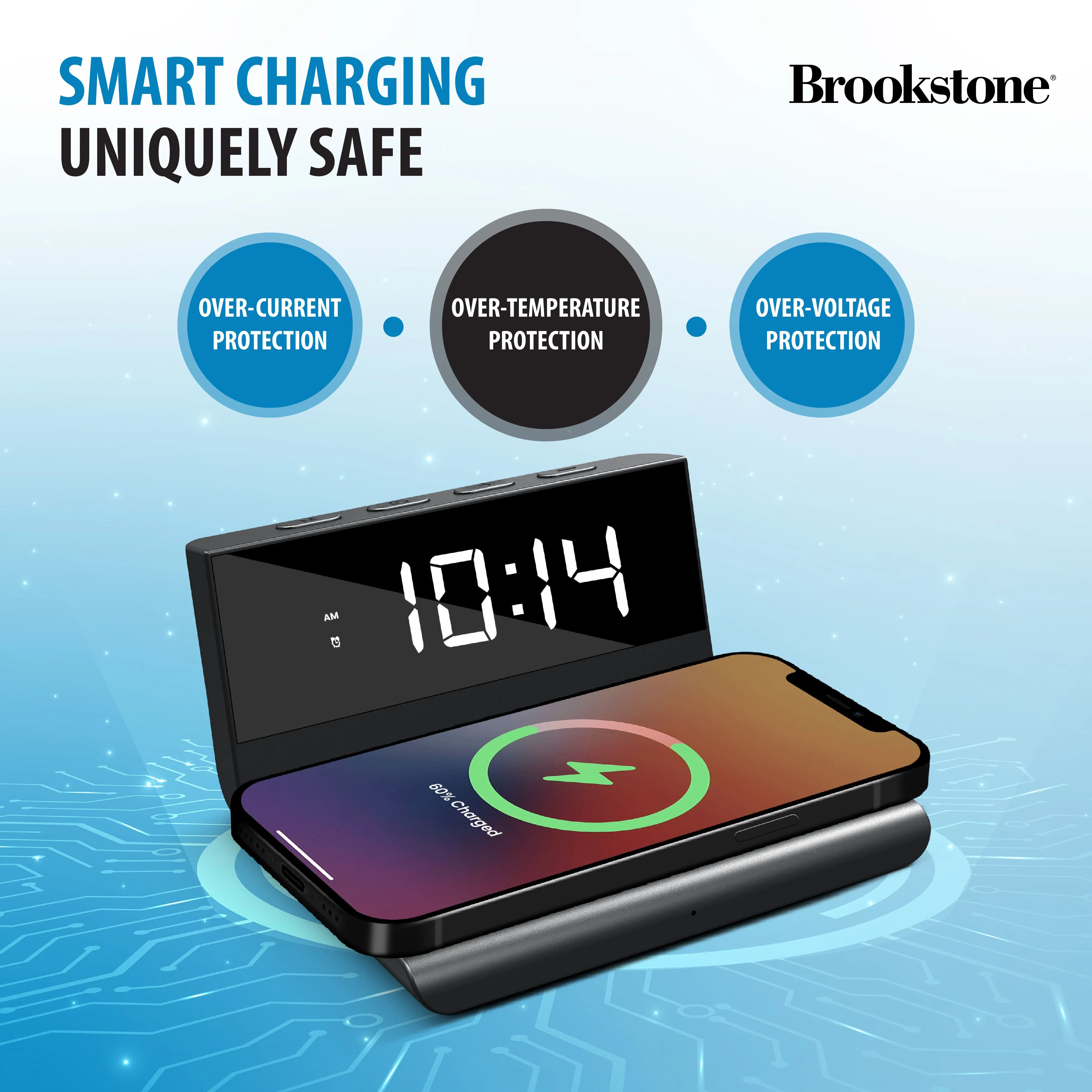 Brookstone 10W Wireless Charging Digital Alarm Clock