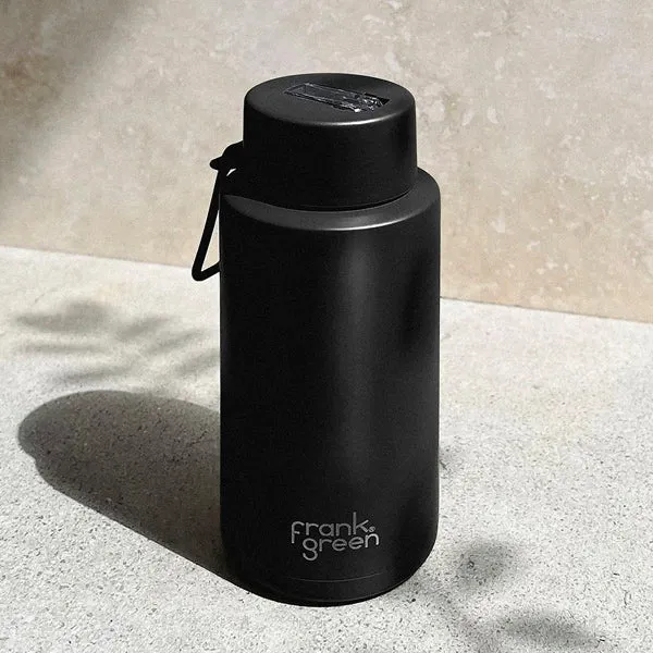 Ceramic Reusable Bottle   Straw Lid (1L) - Midnight