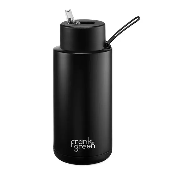 Ceramic Reusable Bottle   Straw Lid (1L) - Midnight