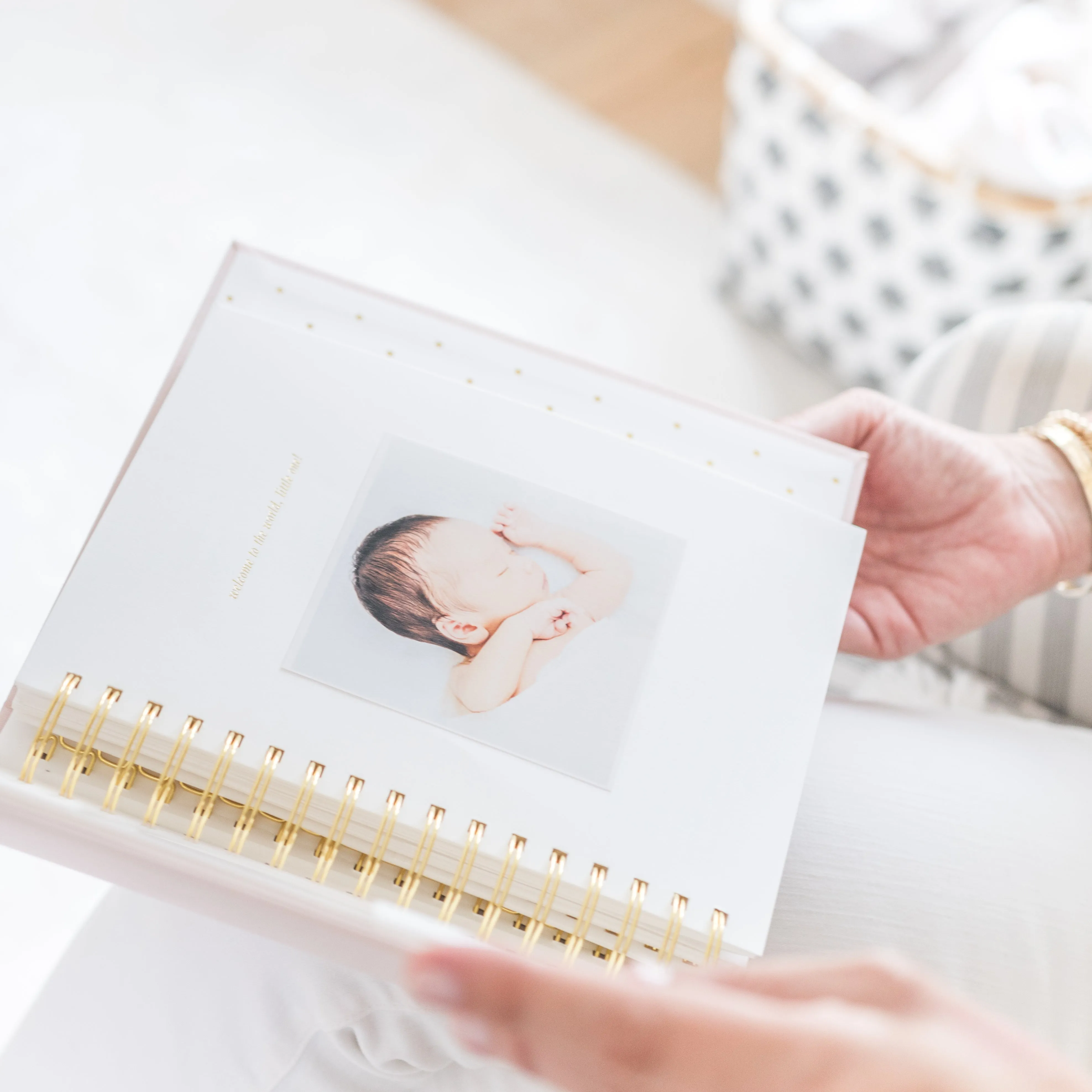 Cream and Black Pindot Baby Book