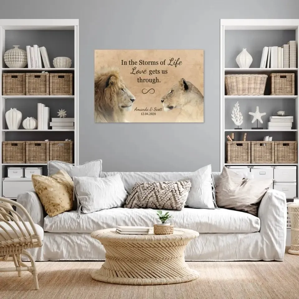 Customized Lions Canvas With Names And Date