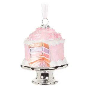 Cut Layer Cake on Plate Glass Ornament