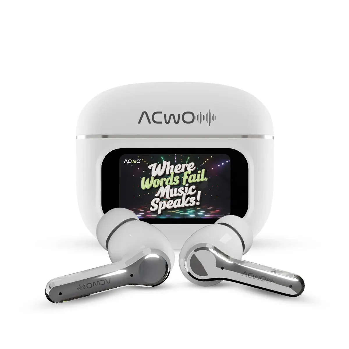 DwOTS Touch - Smart Touch Screen Display White TWS Earbuds