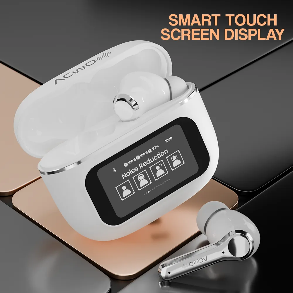 DwOTS Touch - Smart Touch Screen Display White TWS Earbuds