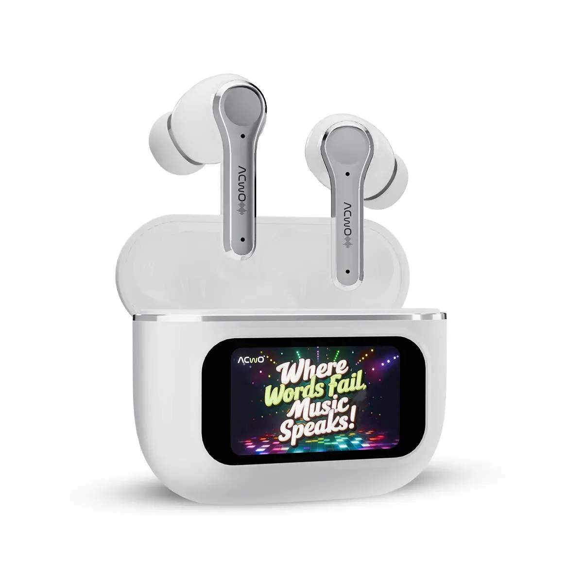 DwOTS Touch - Smart Touch Screen Display White TWS Earbuds