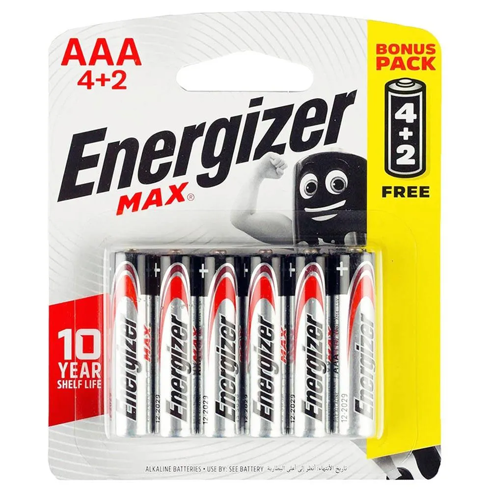 Energizer Batteries Max Alkaline E-92 BP 6 (4 2) - AAA - (Pack of 6)