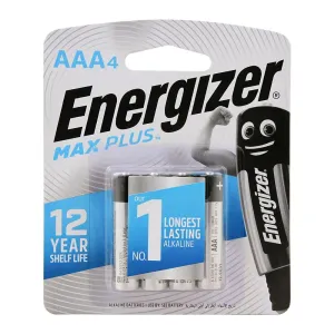 Energizer Max Plus AAA Alkaline Batteries BP4 (Pack of 4)