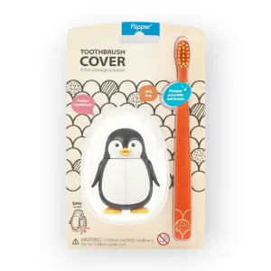 Flipper Toothbrush Cover & Toothbrush Flp Fun Animal Combo Pack / Penguin