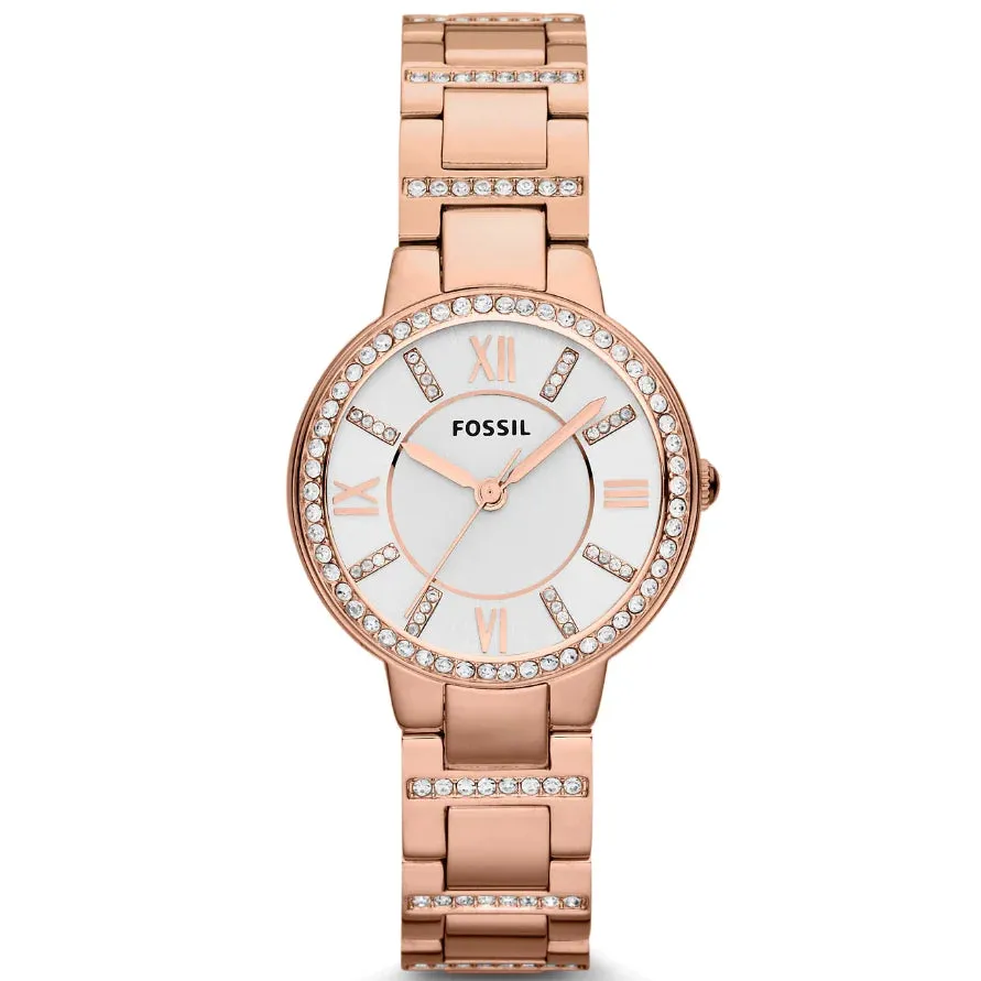 Fossil Women's Virginia Stainless Steel Crystal-Accented Dress Quartz Watch ES3284