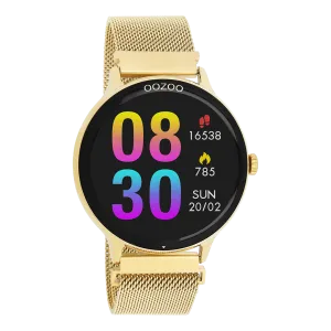 Gold coloured OOZOO smartwatch with gold coloured metal mesh bracelet - Q00136