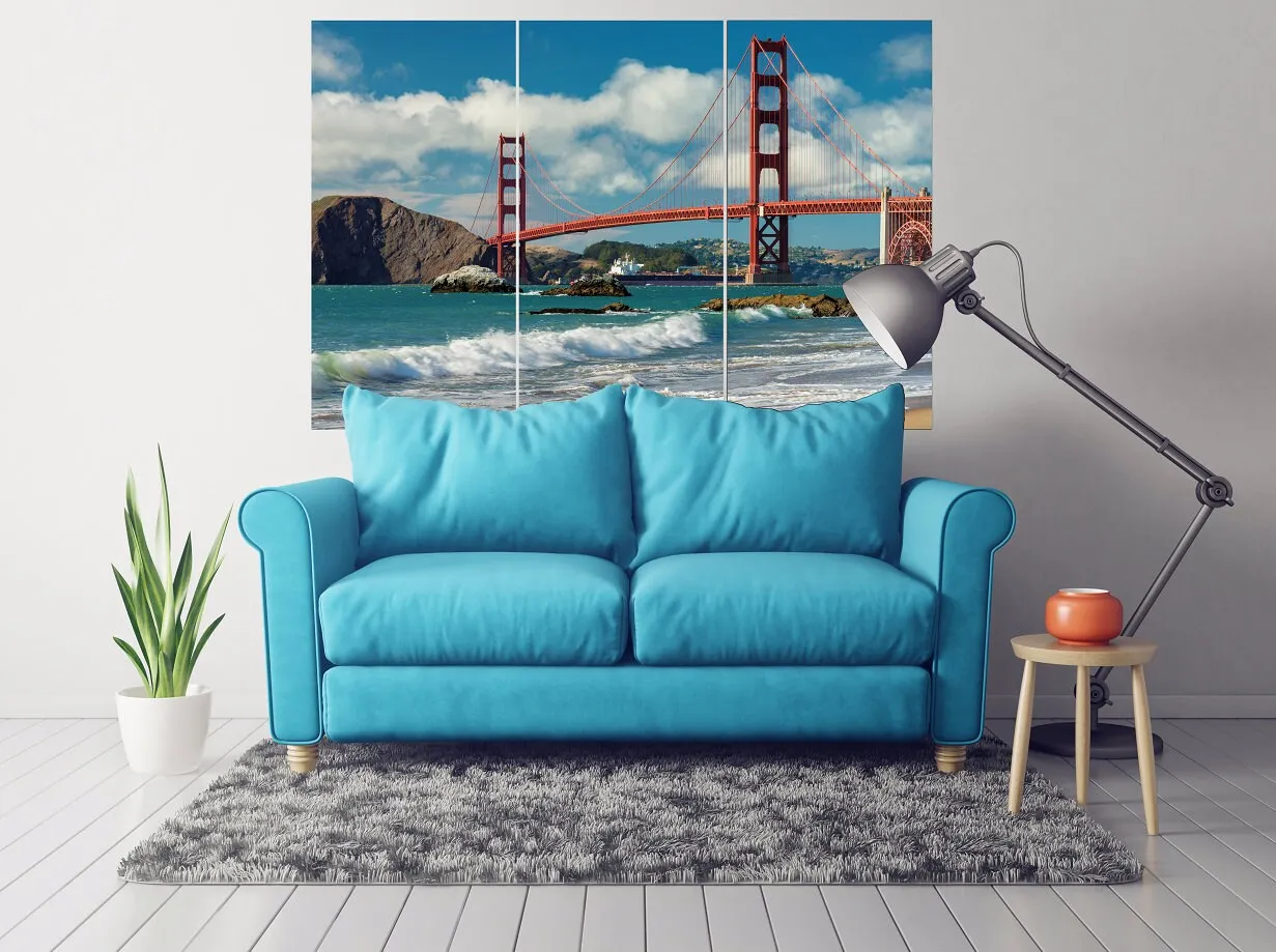 Golden gate bridge print San francisco wall art California wall art home wall decor  Blue sea wall art Sea waves art