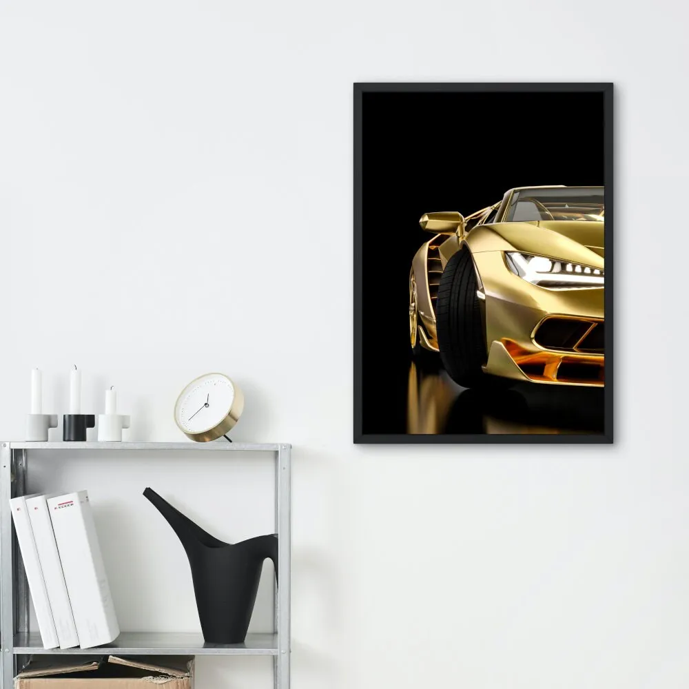 Golden Luxury Car Wall Art PRINTABLE WALL ART, Racing Luxury Sports Car, Luxury Fashion Wall Art, Car Photo, Glam Automotive Décor