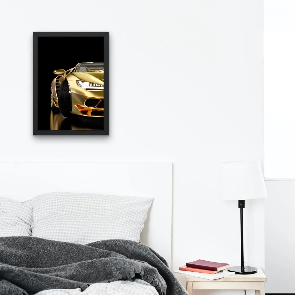 Golden Luxury Car Wall Art PRINTABLE WALL ART, Racing Luxury Sports Car, Luxury Fashion Wall Art, Car Photo, Glam Automotive Décor