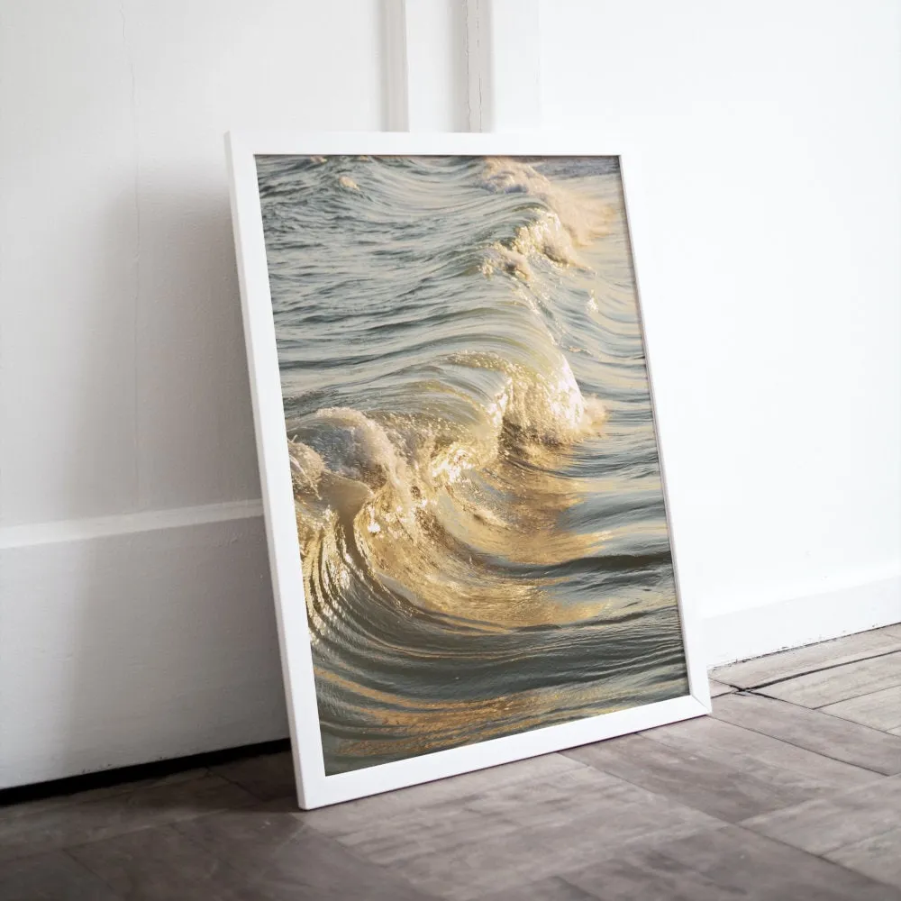 Golden Wave Poster PRINTABLE WALL ART, Modern Coastal Decor, Outer Banks Art, Beachy Wall Art, Golden Wall Art Aesthetic, Serene Wall Art Luxury