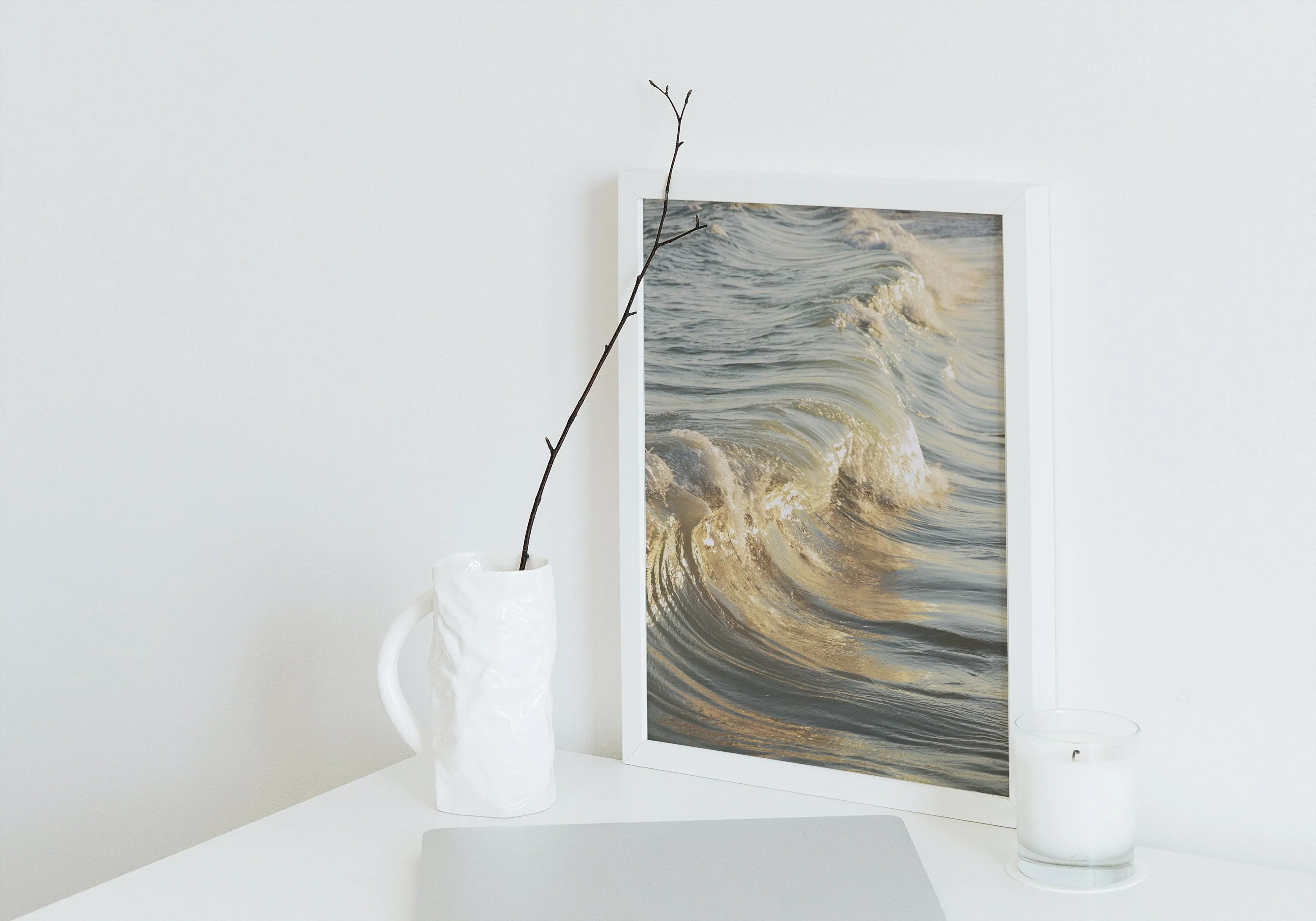 Golden Wave Poster PRINTABLE WALL ART, Modern Coastal Decor, Outer Banks Art, Beachy Wall Art, Golden Wall Art Aesthetic, Serene Wall Art Luxury