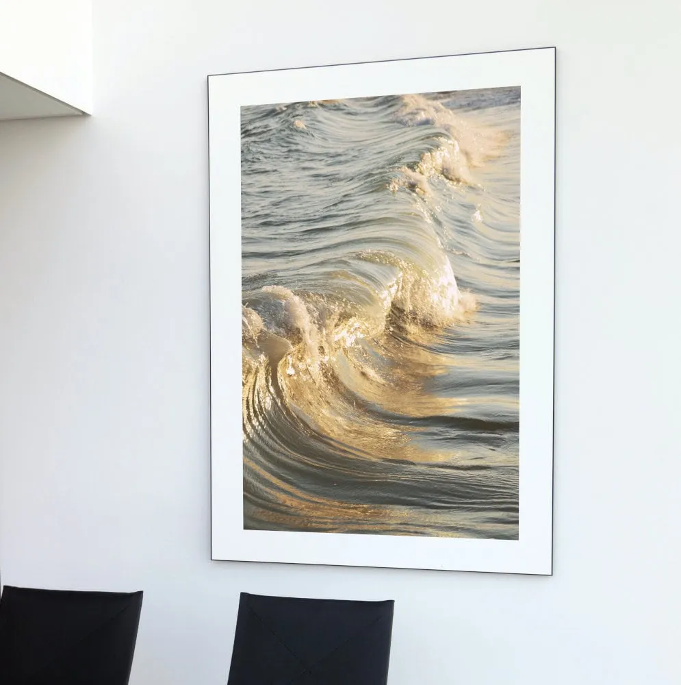 Golden Wave Poster PRINTABLE WALL ART, Modern Coastal Decor, Outer Banks Art, Beachy Wall Art, Golden Wall Art Aesthetic, Serene Wall Art Luxury