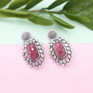 Handcrafted Silver Earrings Studded with Hydro Jewels