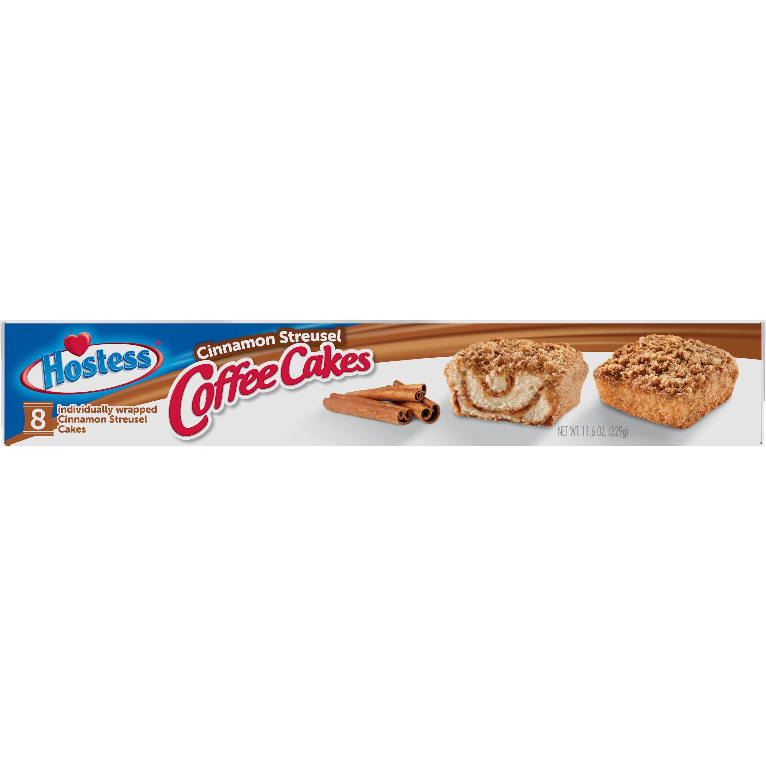 HOSTESS Cinnamon Coffee Cake, Topped with Streusel, Individually Wrapped, 8 Count, 11.6 oz