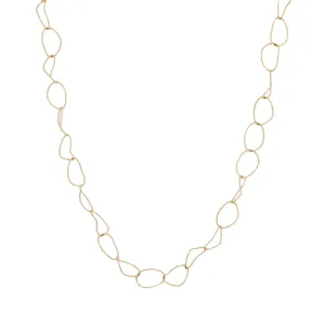 I Slim Textured Gold Link Necklace