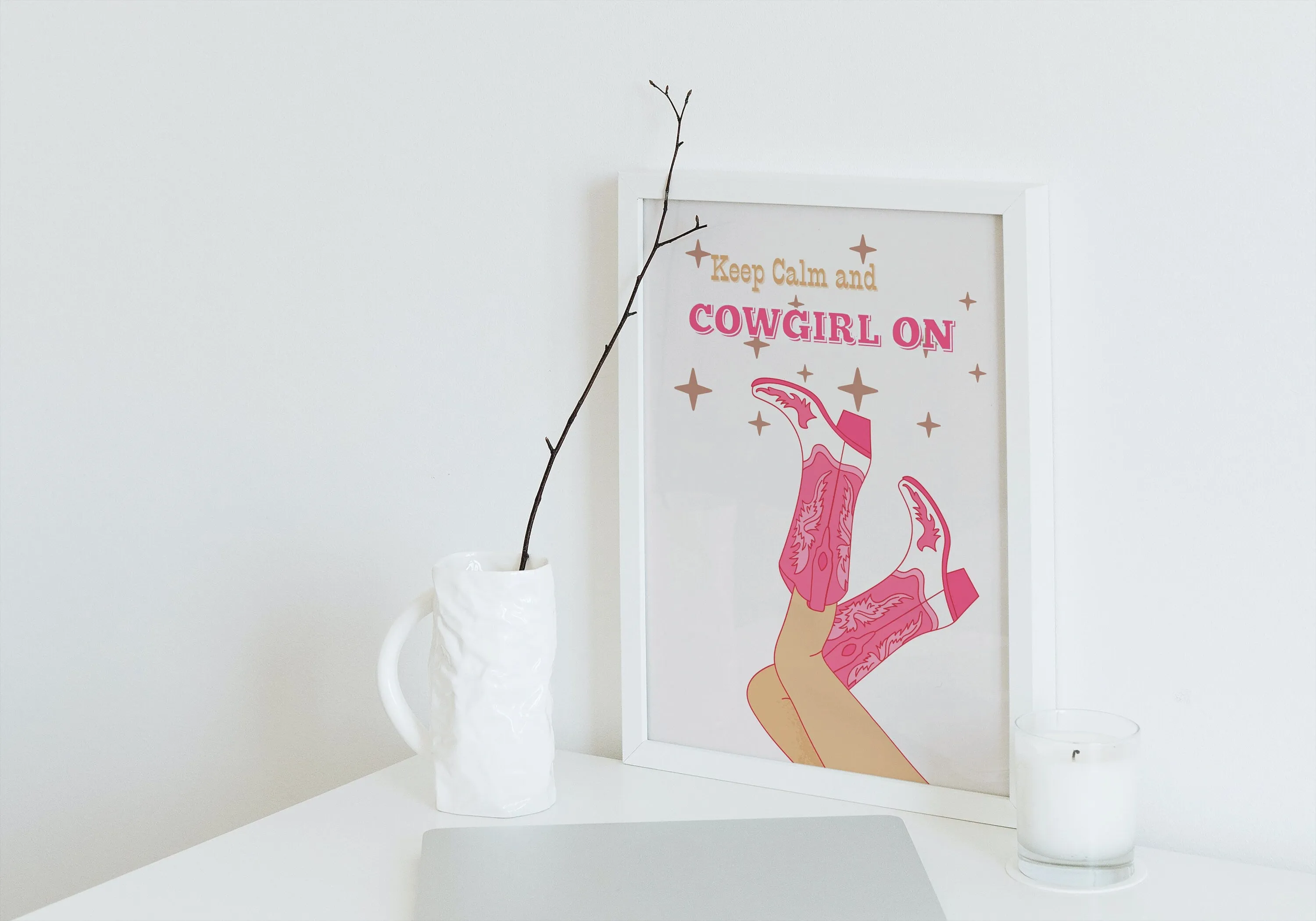 Keep Calm And Cowgirl On Set Of 2 PRINTABLE WALL ART, Light Pink Wall Art, Western Wall Art, Academia Aesthetic, Pink Boots, Cowgirl Poster