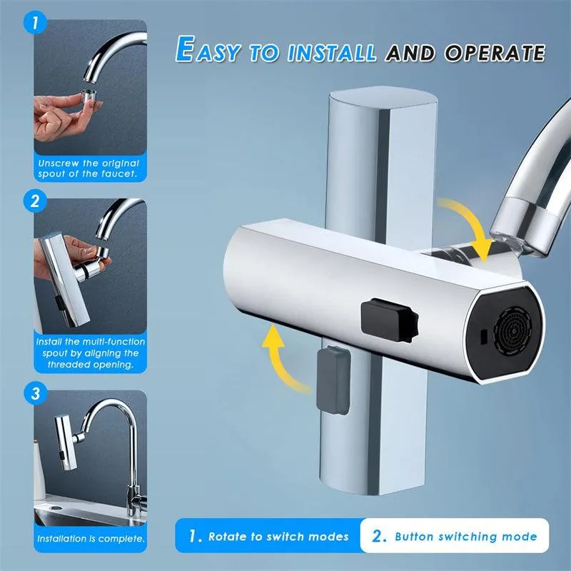 Kitchen Faucet Waterfall Outlet Splash Proof Universal Rotating Bubbler Multifunctional Water Nozzle Extension Kitchen Gadgets