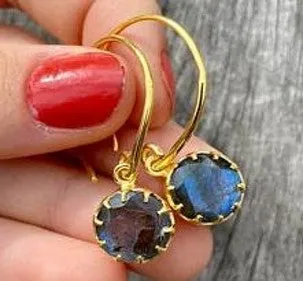 Labradorite Gold Dangles